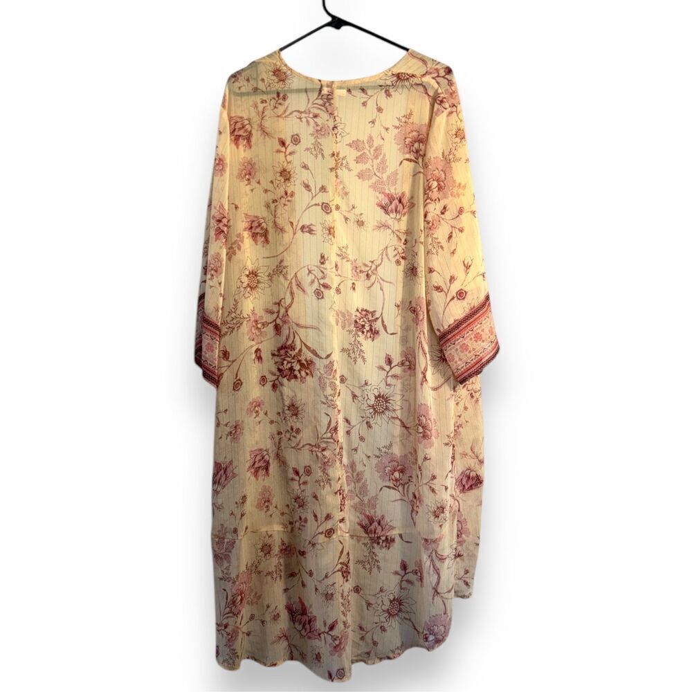 Maurices Women’s Long Floral Sheer Open Front Duster Kimono sz XL Boho Whimsical - Picture 3 of 4